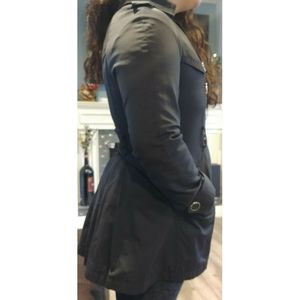 Green Envy Black Double Breasted Swing Trench Coat
